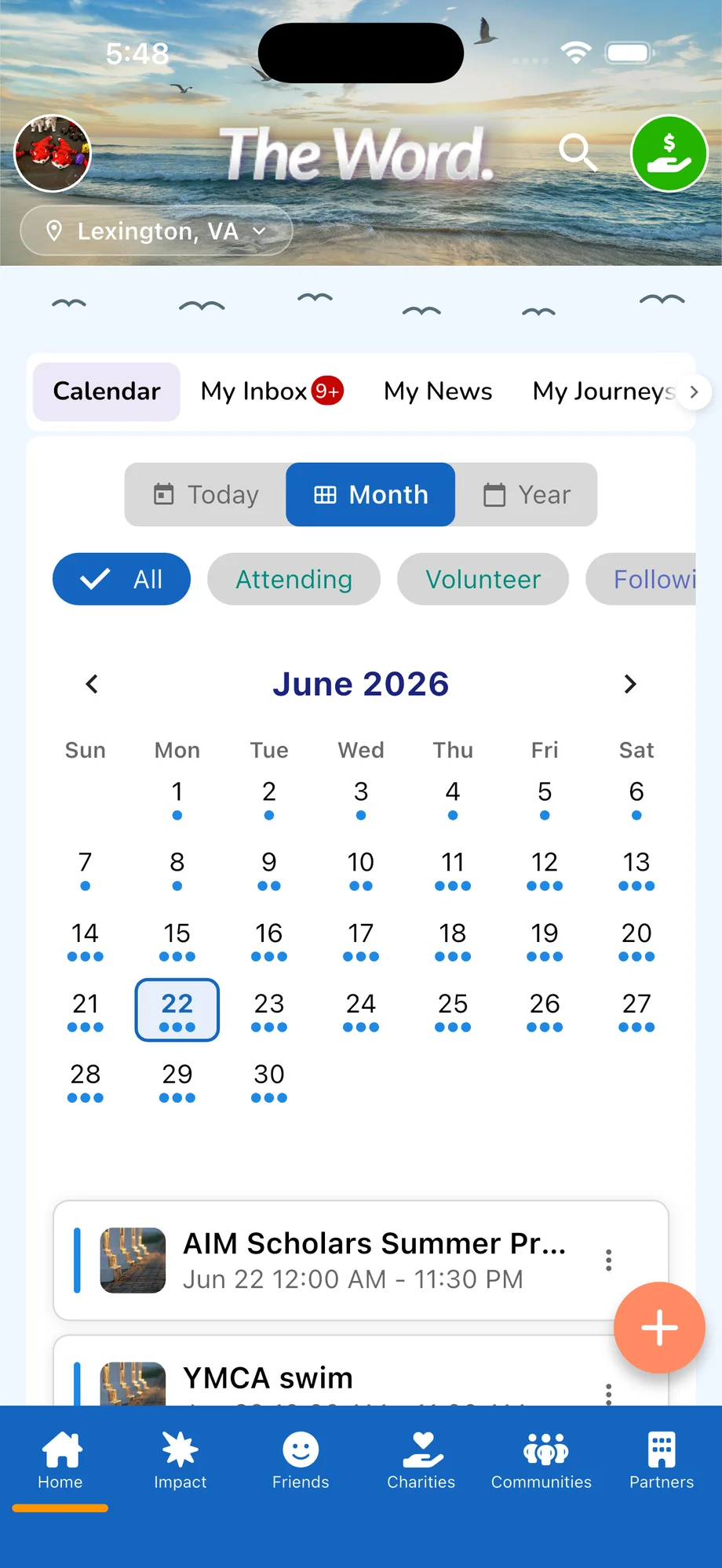 The Word — Calendar view with local events for June 2026