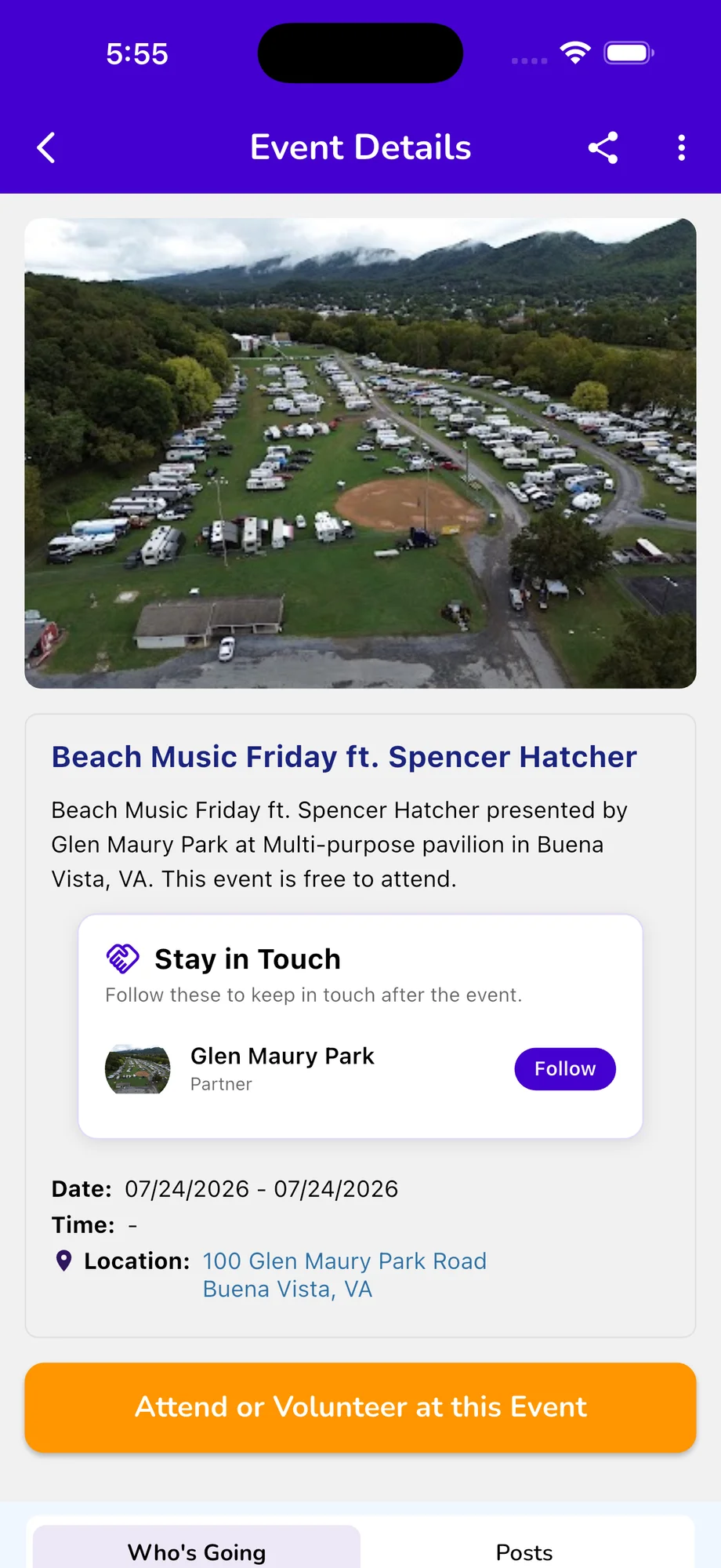 The Word — Beach Music Friday event details at Glen Maury Park, Buena Vista